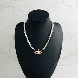 NWT Vivienne westwood rose gold Orb Pearl Choker Necklace